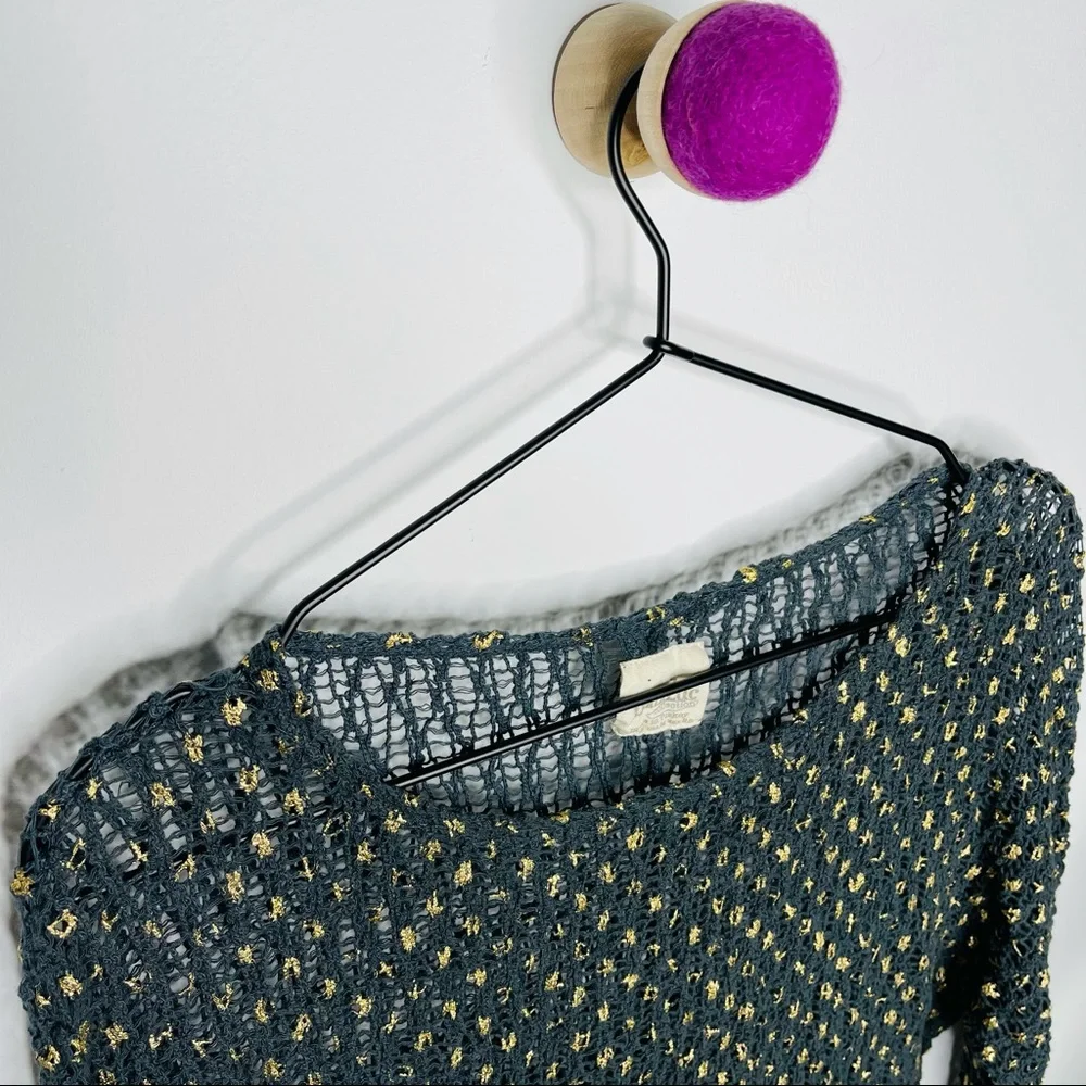 ZARA Trafaluc Collection - Crochet Gold Dots Top M